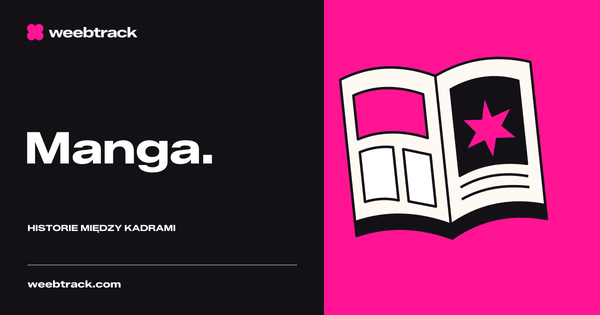 Manga WeebTrack — otwarty komiks z różowymi akcentami.